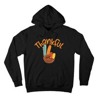 Peace Hand Sign Thankful Turkey Thanksgiving Hoodie