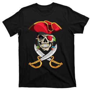 Pirate Head Skull With Pirate Hat Crossed Sword T-Shirt