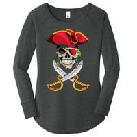 Pirate Head Skull With Pirate Hat Crossed Sword Women's Perfect Tri Tunic Long Sleeve Shirt