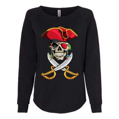 Pirate Head Skull With Pirate Hat Crossed Sword Womens California Wash Sweatshirt