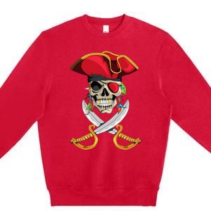 Pirate Head Skull With Pirate Hat Crossed Sword Premium Crewneck Sweatshirt