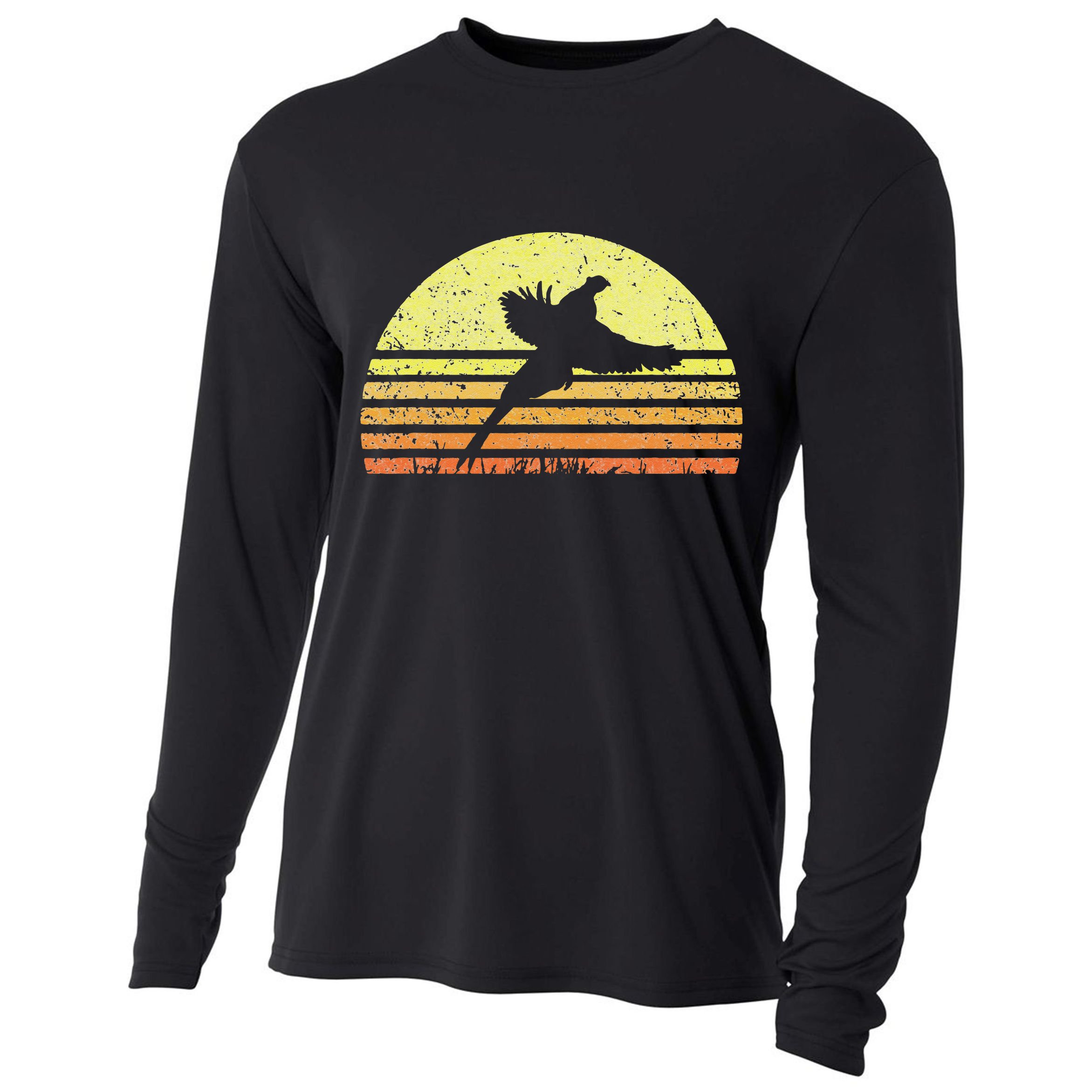 Pheasant Hunting South Dakota Upland Bird Game Hunter Retro Cooling Performance Long Sleeve Crew