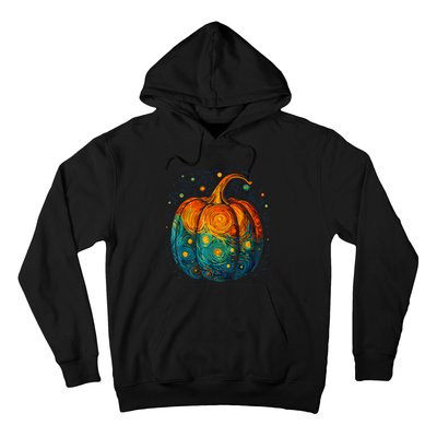 Pumpkin Halloween Starry Night Van Gogh Aesthetic Painting Hoodie