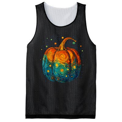 Pumpkin Halloween Starry Night Van Gogh Aesthetic Painting Mesh Reversible Basketball Jersey Tank