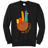 Peace Hand Sign Thankful Turkey Thanksgiving Sweatshirt