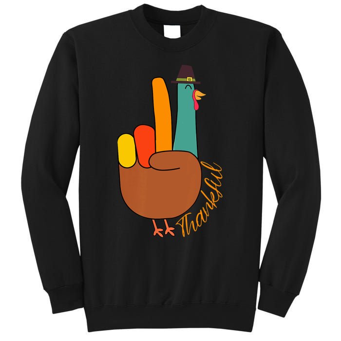 Peace Hand Sign Thankful Turkey Thanksgiving Sweatshirt