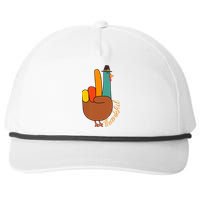 Peace Hand Sign Thankful Turkey Thanksgiving Snapback Five-Panel Rope Hat