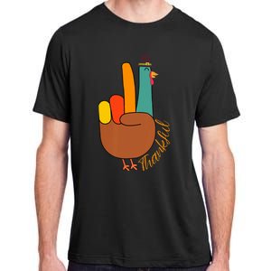 Peace Hand Sign Thankful Turkey Thanksgiving Adult ChromaSoft Performance T-Shirt