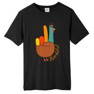 Peace Hand Sign Thankful Turkey Thanksgiving Tall Fusion ChromaSoft Performance T-Shirt