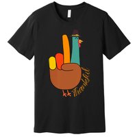 Peace Hand Sign Thankful Turkey Thanksgiving Premium T-Shirt