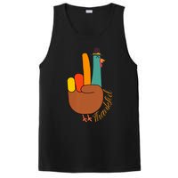 Peace Hand Sign Thankful Turkey Thanksgiving PosiCharge Competitor Tank