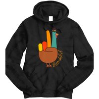 Peace Hand Sign Thankful Turkey Thanksgiving Tie Dye Hoodie