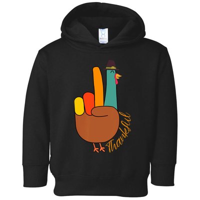 Peace Hand Sign Thankful Turkey Thanksgiving Toddler Hoodie