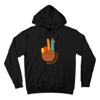 Peace Hand Sign Thankful Turkey Thanksgiving Tall Hoodie