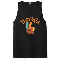 Peace Hand Sign Thankful Turkey Thanksgiving PosiCharge Competitor Tank