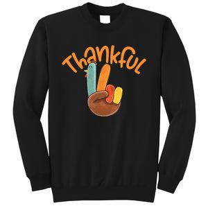 Peace Hand Sign Thankful Turkey Thanksgiving Sweatshirt