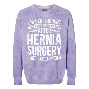 Post Hernia Surgery Recovery Funny Hernia Repair Recovery  Colorblast Crewneck Sweatshirt