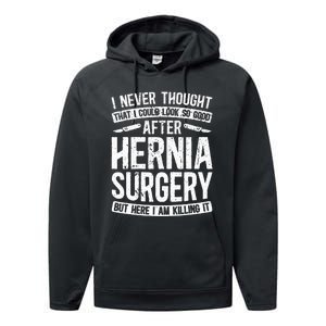 Post Hernia Surgery Recovery Funny Hernia Repair Recovery  Performance Fleece Hoodie