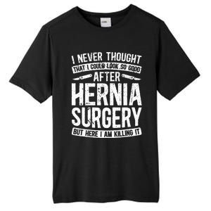 Post Hernia Surgery Recovery Funny Hernia Repair Recovery  Tall Fusion ChromaSoft Performance T-Shirt