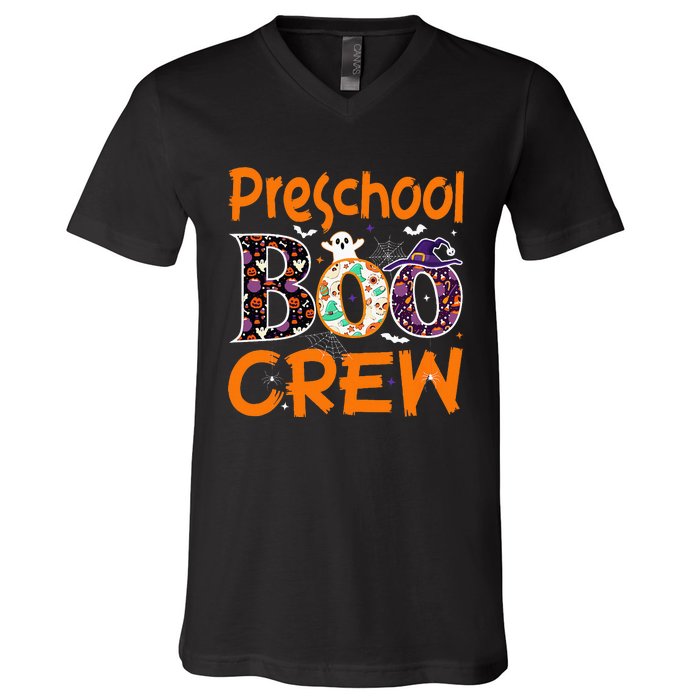 Preschool Halloween Teacher Boo Crew Funny Cute Spooky Classroom V-Neck T-Shirt