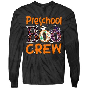 Preschool Halloween Teacher Boo Crew Funny Cute Spooky Classroom Tie-Dye Long Sleeve Shirt