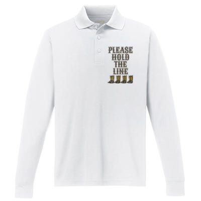 Please Hold The Line Dance Addict Shoes Funny Classy Boots  Performance Long Sleeve Polo