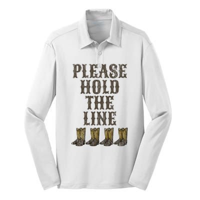 Please Hold The Line Dance Addict Shoes Funny Classy Boots  Silk Touch Performance Long Sleeve Polo