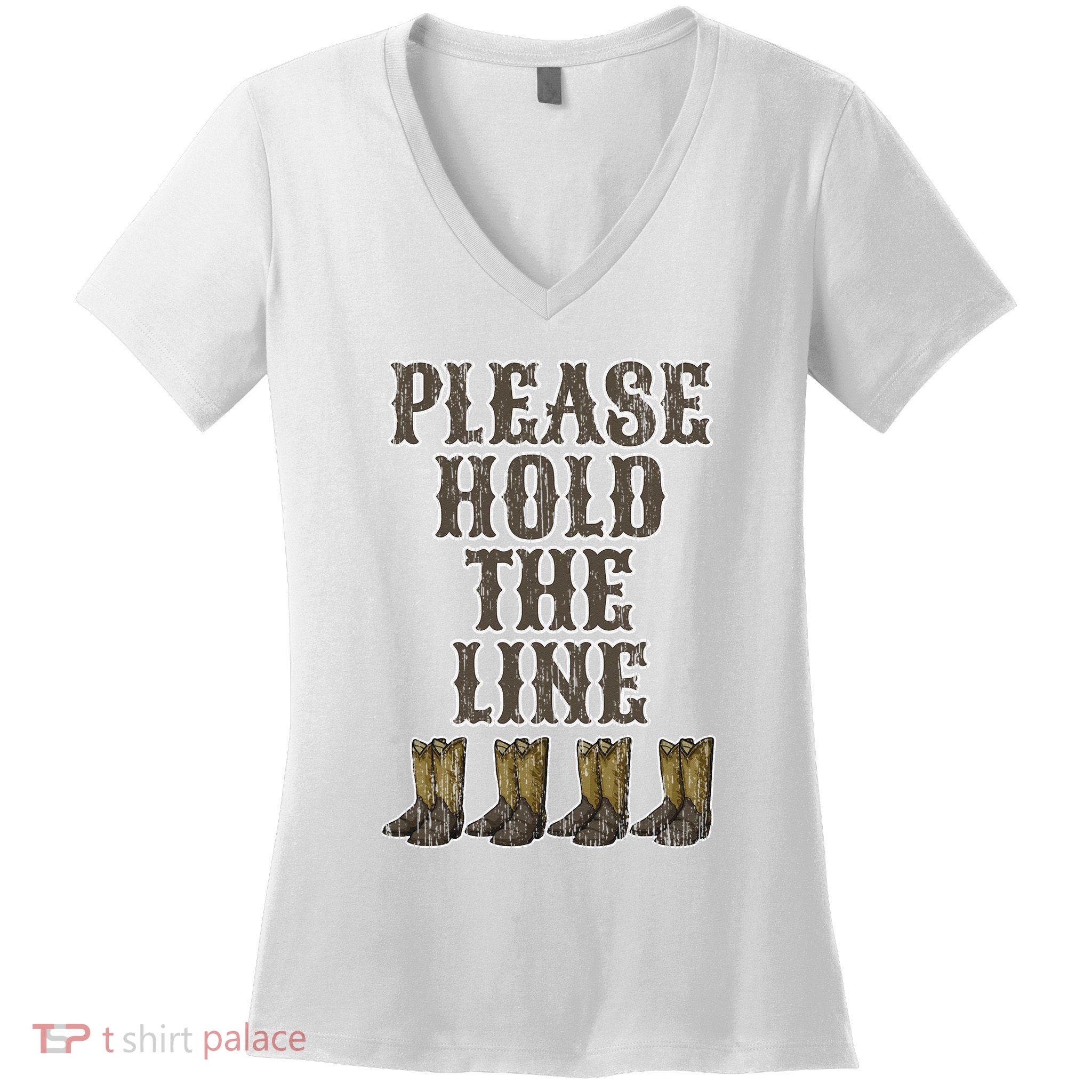 Please Hold The Line Dance Addict Shoes Funny Classy Boots  Women's V-Neck T-Shirt