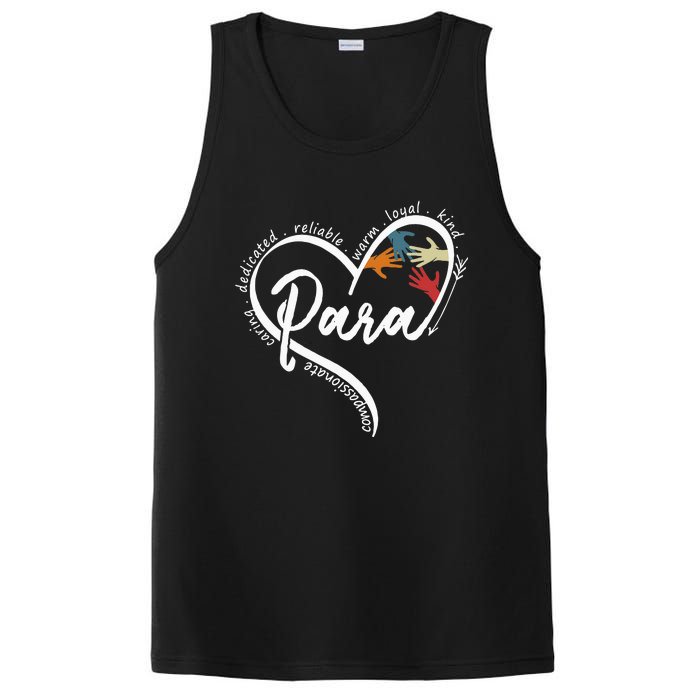 Para Heart Teacher Paraprofessional Paraeducator PosiCharge Competitor Tank