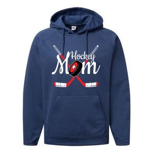 Playing Hockey Team Player Cool Mom Gift Hockey Mom Gift Performance Fleece Hoodie