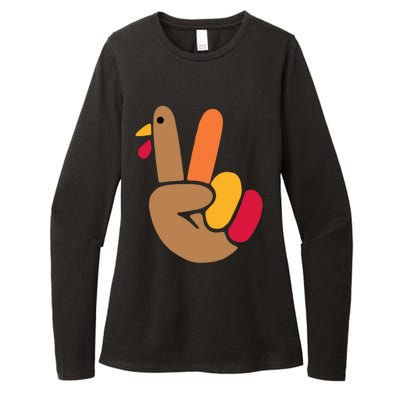 Peace Hand Turkey Design For Ugly Thanksgiving Sweater Idea Gift Womens CVC Long Sleeve Shirt