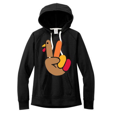 Peace Hand Turkey Design For Ugly Thanksgiving Sweater Idea Gift Women's Fleece Hoodie