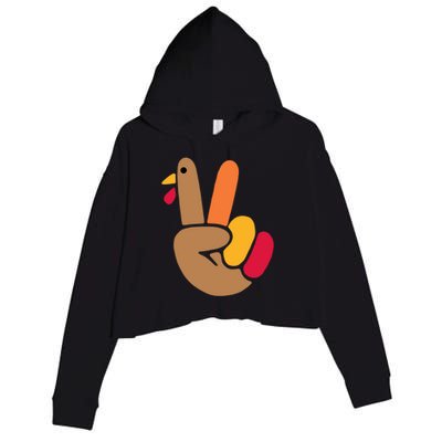 Peace Hand Turkey Design For Ugly Thanksgiving Sweater Idea Gift Crop Fleece Hoodie