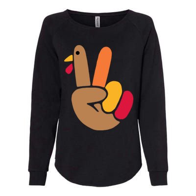 Peace Hand Turkey Design For Ugly Thanksgiving Sweater Idea Gift Womens California Wash Sweatshirt