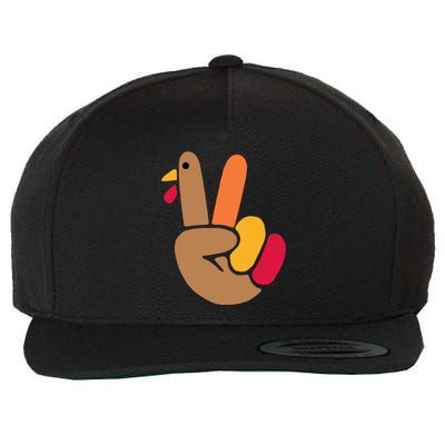 Peace Hand Turkey Design For Ugly Thanksgiving Sweater Idea Gift Wool Snapback Cap