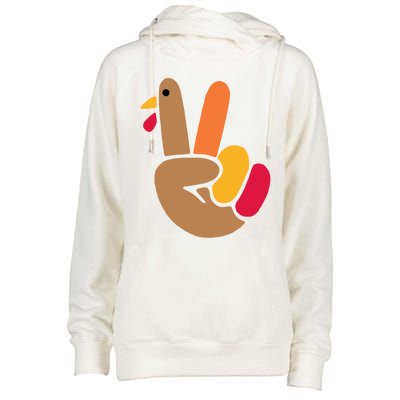 Peace Hand Turkey Design For Ugly Thanksgiving Sweater Idea Gift Womens Funnel Neck Pullover Hood