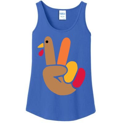 Peace Hand Turkey Design For Ugly Thanksgiving Sweater Idea Gift Ladies Essential Tank