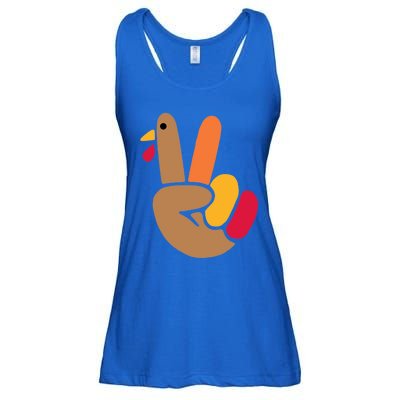 Peace Hand Turkey Design For Ugly Thanksgiving Sweater Idea Gift Ladies Essential Flowy Tank