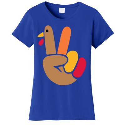 Peace Hand Turkey Design For Ugly Thanksgiving Sweater Idea Gift Women's T-Shirt