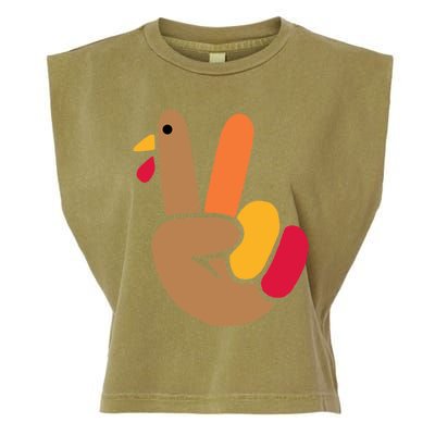 Peace Hand Turkey Design For Ugly Thanksgiving Sweater Idea Gift Garment-Dyed Women's Muscle Tee