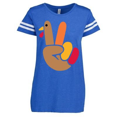 Peace Hand Turkey Design For Ugly Thanksgiving Sweater Idea Gift Enza Ladies Jersey Football T-Shirt