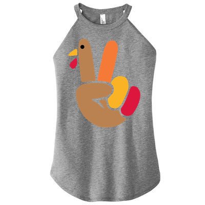 Peace Hand Turkey Design For Ugly Thanksgiving Sweater Idea Gift Women’s Perfect Tri Rocker Tank