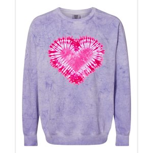 Pink Heart Tie Dye Valentines Day Colorblast Crewneck Sweatshirt