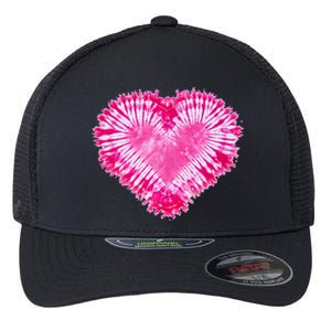 Pink Heart Tie Dye Valentines Day Flexfit Unipanel Trucker Cap