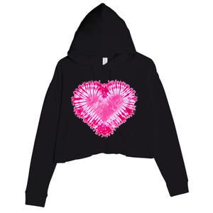 Pink Heart Tie Dye Valentines Day Crop Fleece Hoodie