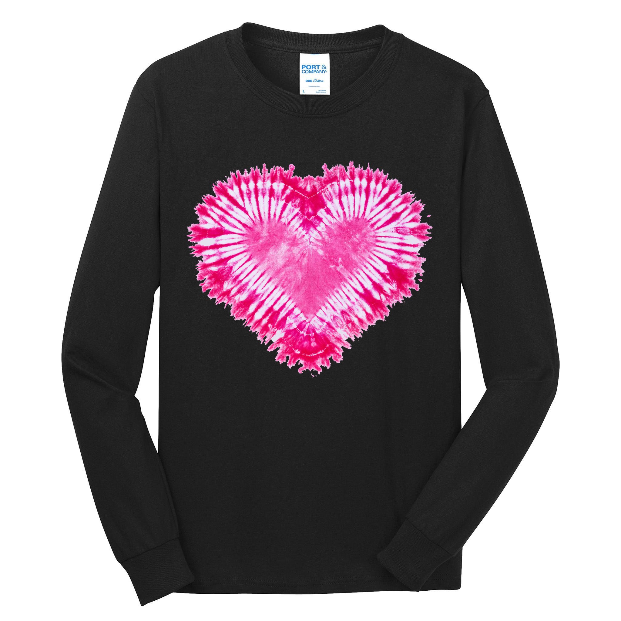 Pink Heart Tie Dye Valentines Day Tall Long Sleeve T-Shirt