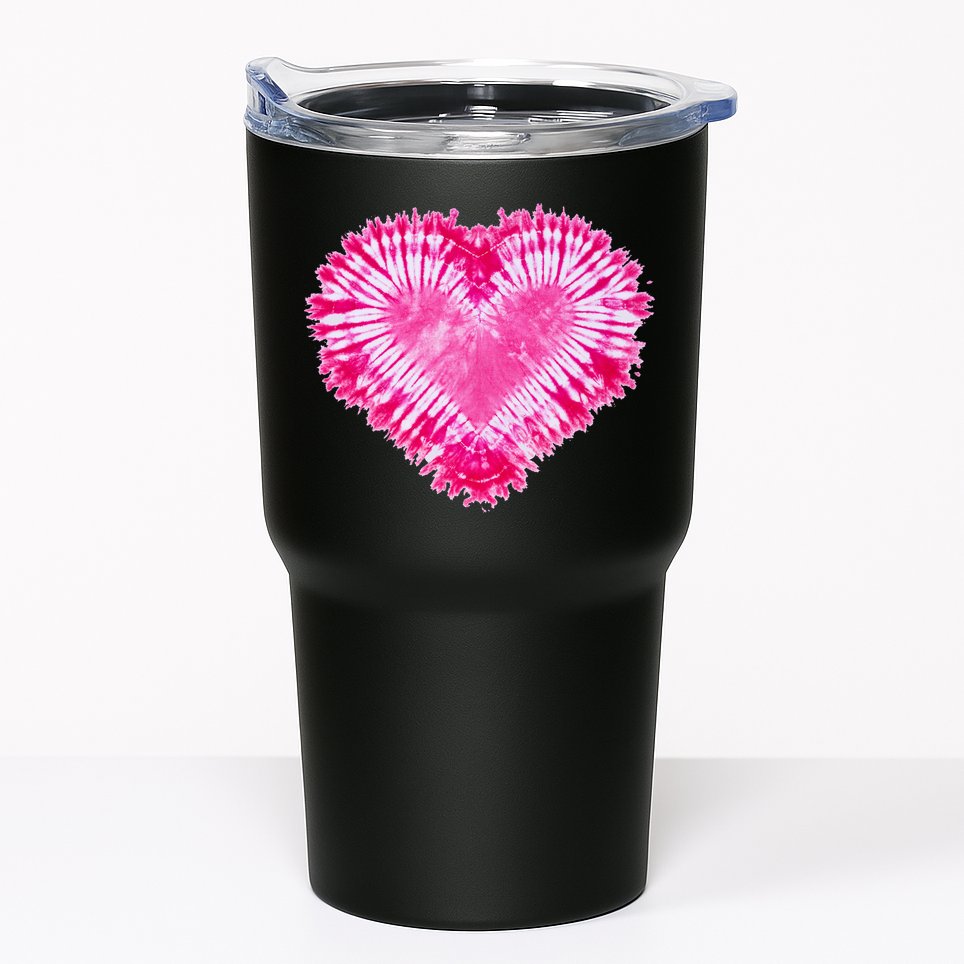 Pink Heart Tie Dye Valentines Day Tumbler
