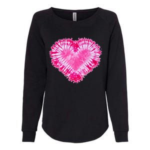 Pink Heart Tie Dye Valentines Day Womens California Wash Sweatshirt