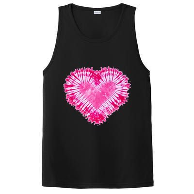 Pink Heart Tie Dye Valentines Day PosiCharge Competitor Tank