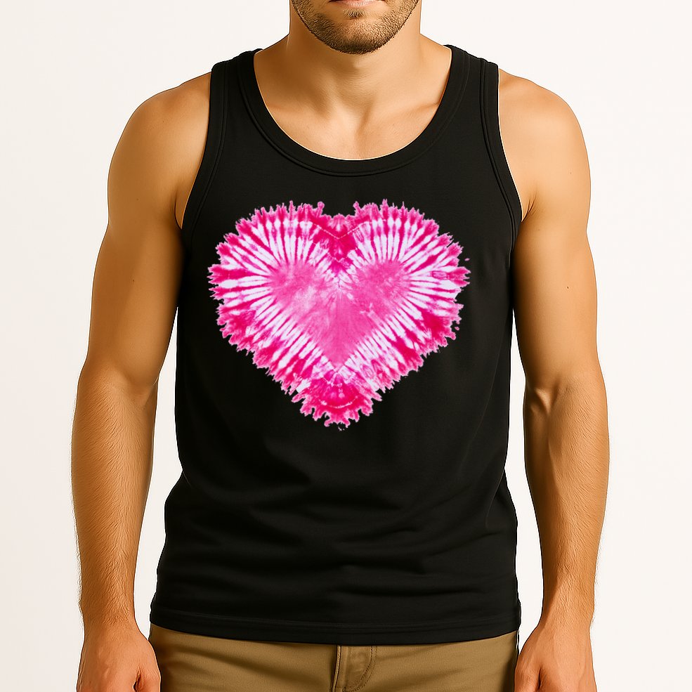 Pink Heart Tie Dye Valentines Day Tank Top